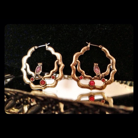 Jewelry - 🎋Gem owl hoop earrings