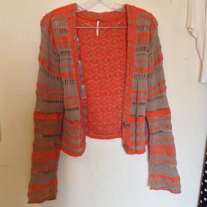 Free People Orange & Brown Knit Cardigan