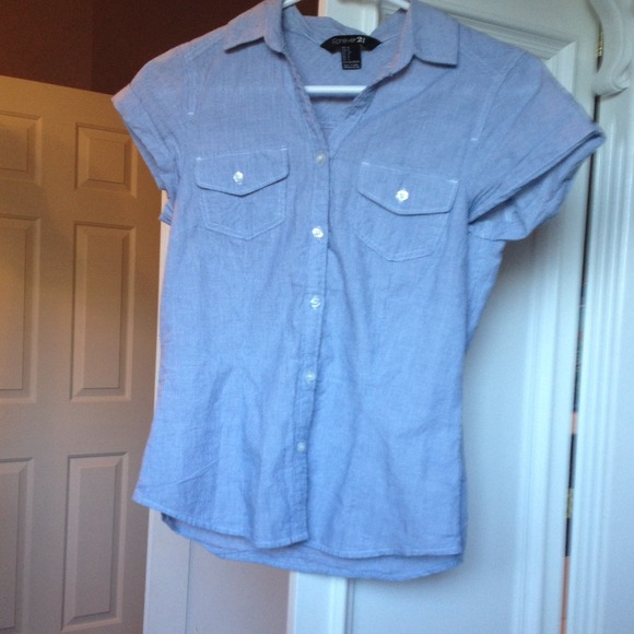 Forever 21 blue and white collard shirt