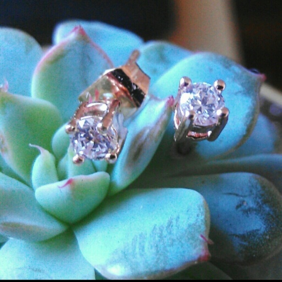 SOLD * Rose gold & CZ studs