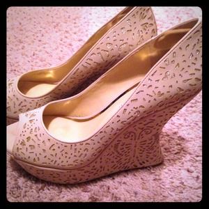 SOLD Gianni Bini Nude wedges with sparkle inlay