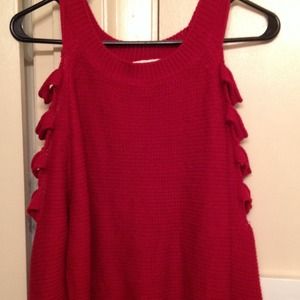 On hold--red sweater with cut out sleeves