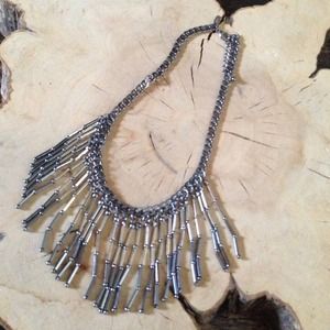 Tribal, gunmetal/silver bead necklace!