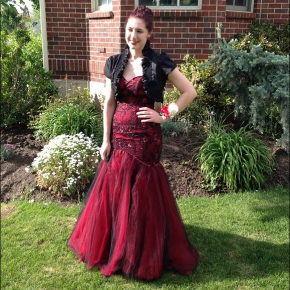 Red and black sequined mermaid dress/gown