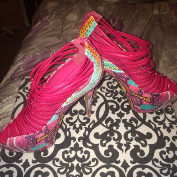 Multi-colored Snake print heels (6-inch)