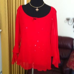 Red Chiffon Blouse with Sequence Reduced
