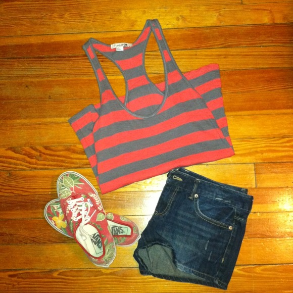 Forever 21 Tops - **SOLD in Bundle**Orange and Grey Striped Tank