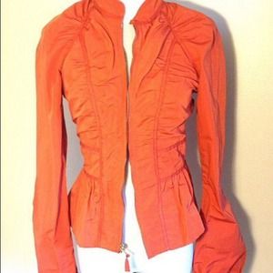 BCBG MaxAzria Orange Ruched Jacket, Sz Small