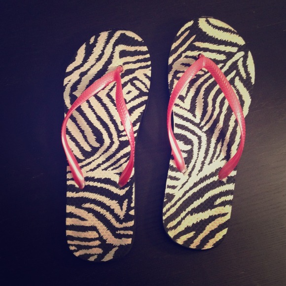 zebra flip flops