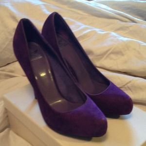 Purple suede heels, size 37.5/ 7.5.