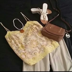 Express Yellow Floral Tank Top