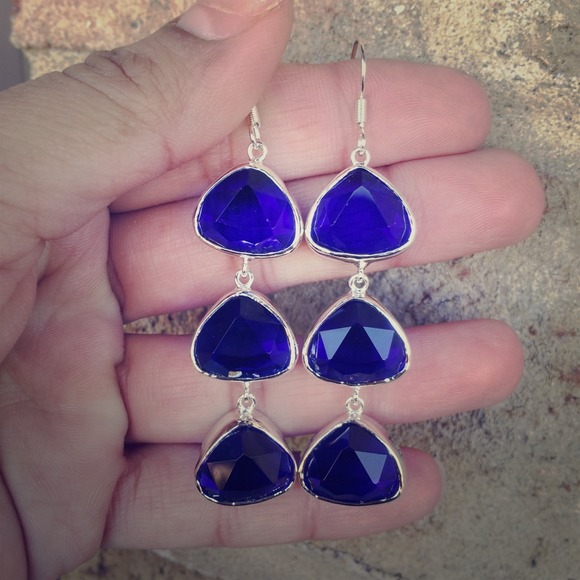Cobalt blue sterling silver drop earrings