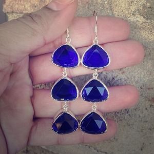 Cobalt blue sterling silver drop earrings