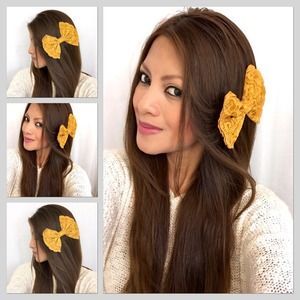 Lace hair bow in  Golden Mustard