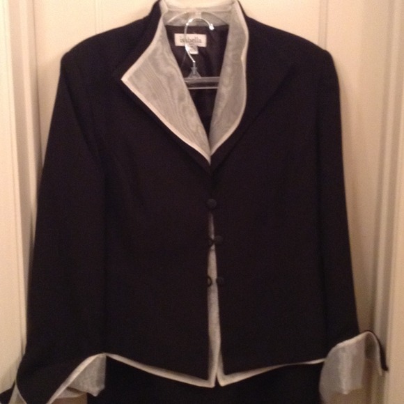 Two piece suit with attached blouse