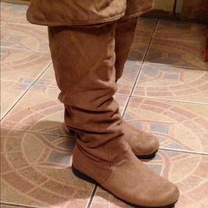 Tan boots-suede
