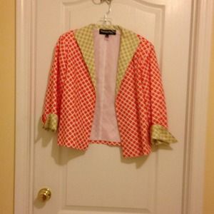 Orange, green and white jacket
