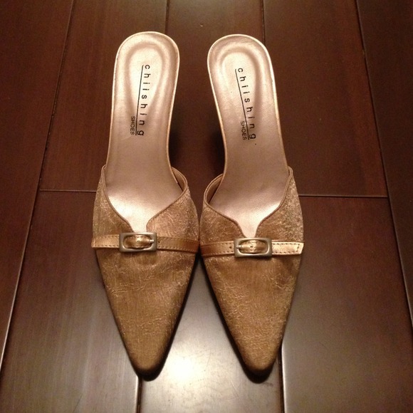 Soft golden kitten heel