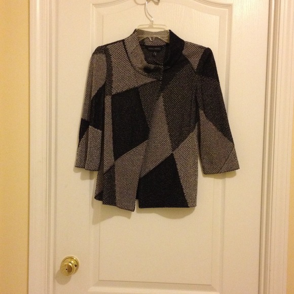 Geometric pattern double knit jacket