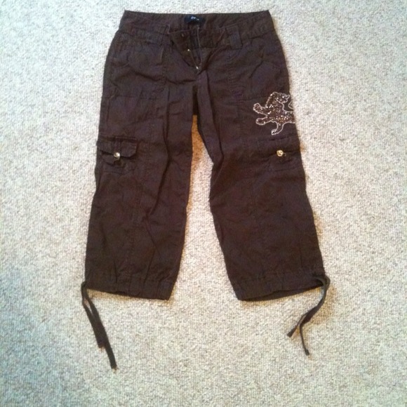 Brown Rhinestone Lion Capri