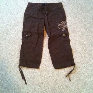 Brown Rhinestone Lion Capri