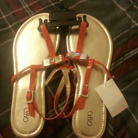 Gold and orange sandals