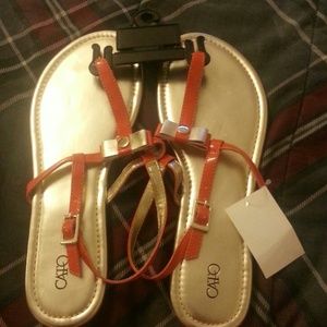 Gold and orange sandals