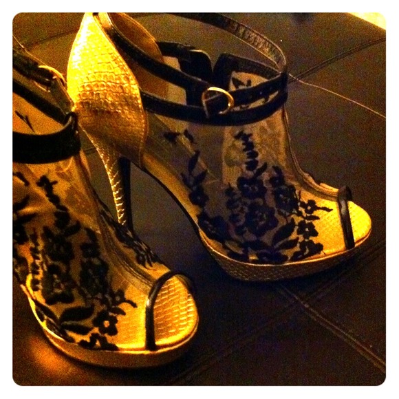 Black Friday Sale! Gold and black sheer booties!