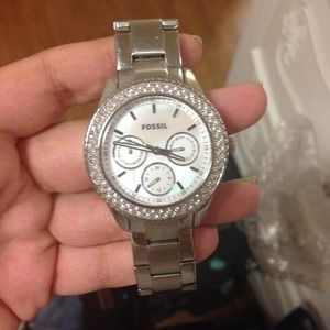 Silver Fossil Watch! Comes with Box and All!