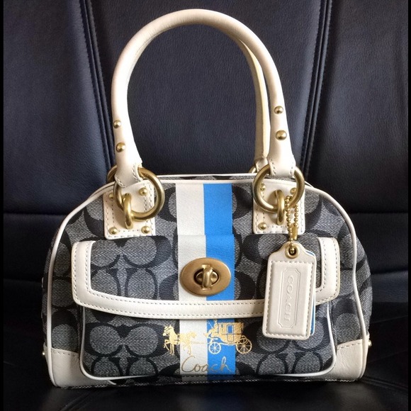 Brand New Coach Heritage Stripe Domed Satchel