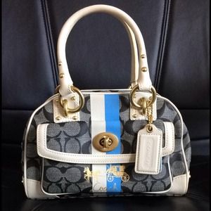 Brand New Coach Heritage Stripe Domed Satchel