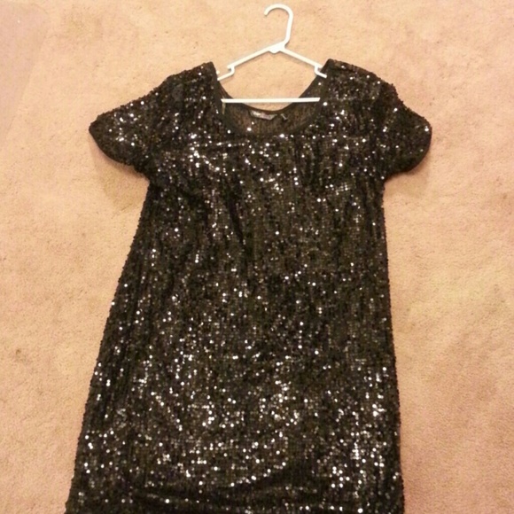 Black sequin mini dress