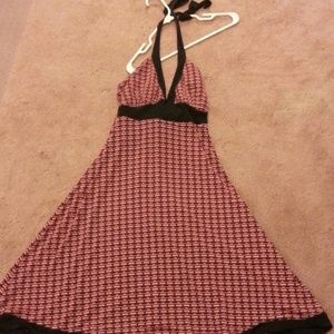 Red and black halter style dress