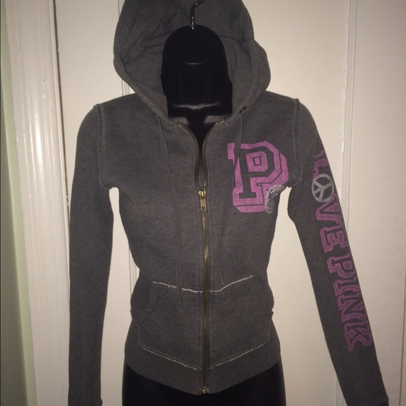 🚫SOLD Vs "love pink" zip up hoodie gray - Picture 2 of 4