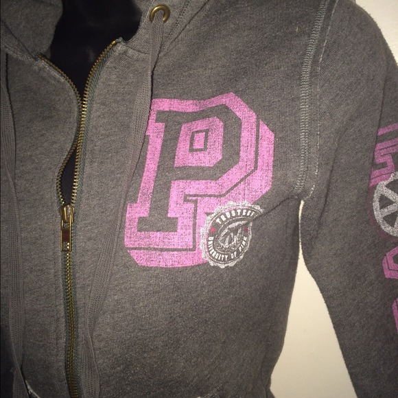 🚫SOLD Vs "love pink" zip up hoodie gray - Picture 3 of 4