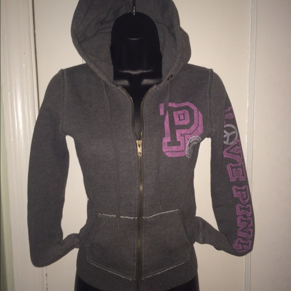 🚫SOLD Vs "love pink" zip up hoodie gray - Picture 4 of 4