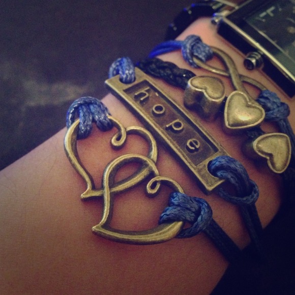 Infinity hope hearts stacked charm bracelet