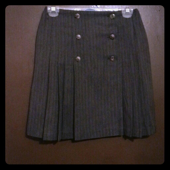 Gray and Black Pinestripe Pleated Skirt - Picture 1 of 3