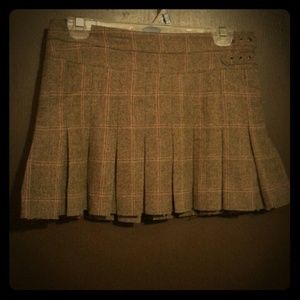 AE Brown Pleated Plaid Skirt