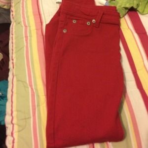 Skinny red jeans