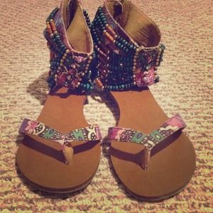 Boho chic beaded sandals