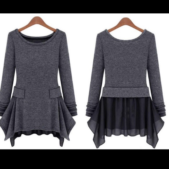 Tops - 🚫SOLD IN BUNDLE🚫Gray/black chiffon