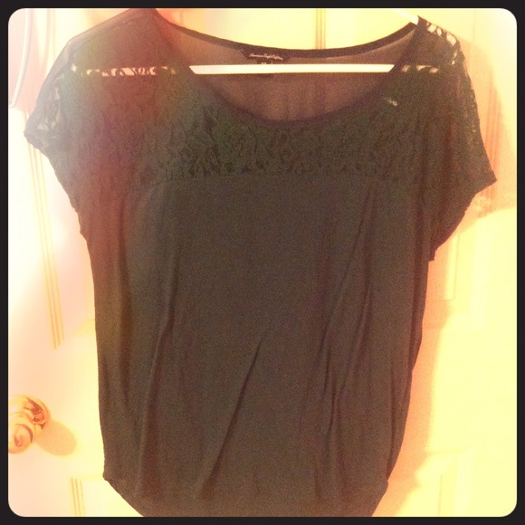 Green half lace top from American eagle