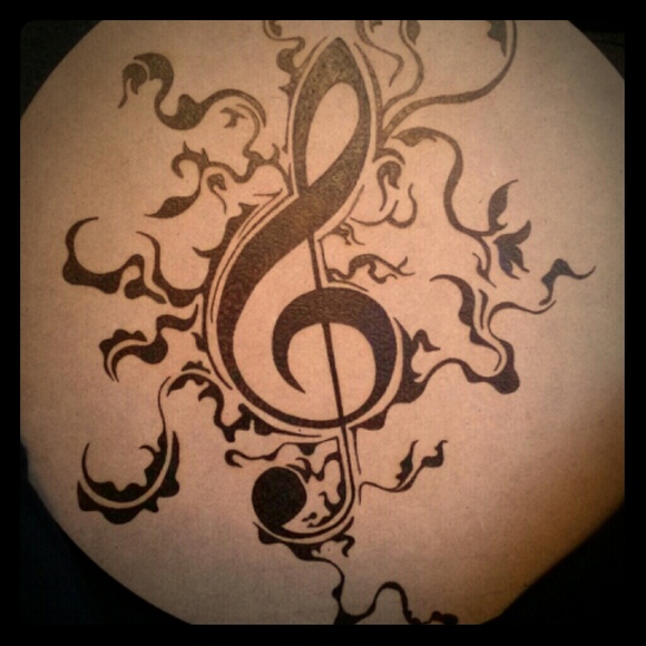 Music wood burned plaque