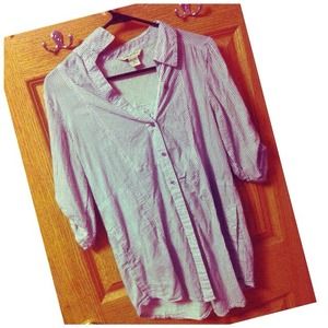 Light blue&white striped half sleeved shirt.