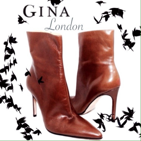 SOLD GINA London Heath Brown Leather Boots $1260