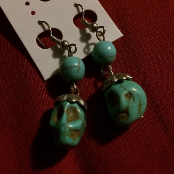Turquoise skull earrings
