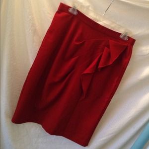 Cato Red Pencil Skirt With Ruffles