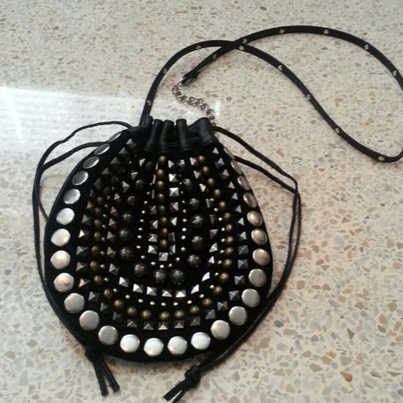 Black studded crossbody purse