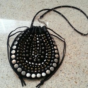 Black studded crossbody purse